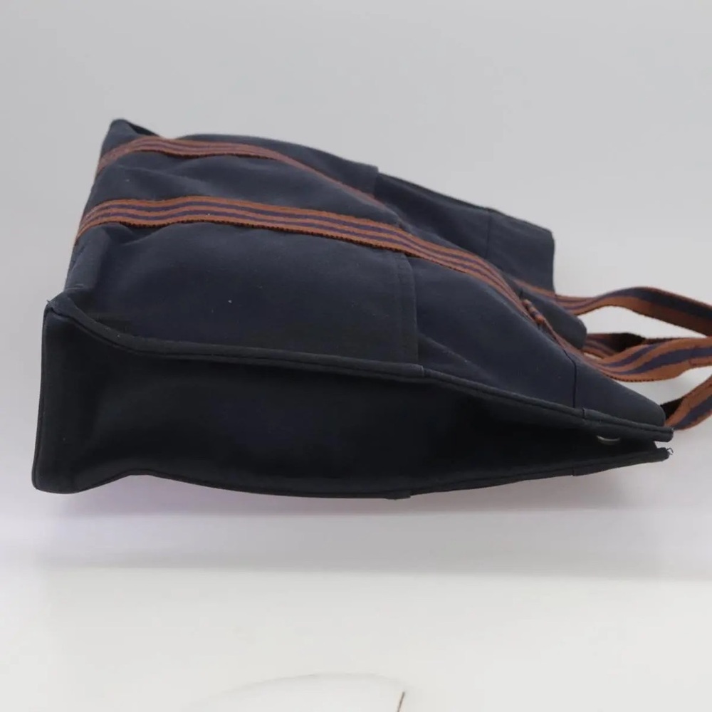 HERMES HERMES Canvas Fourre Tout PM Tote Bag in Navy Blue & Brownish-Red - Picture 6 of 15